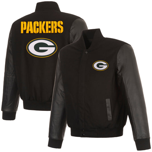 Green Bay Packers Reversible Wool and Leather Jacket