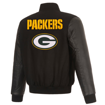 Green Bay Packers Reversible Wool and Leather Jacket