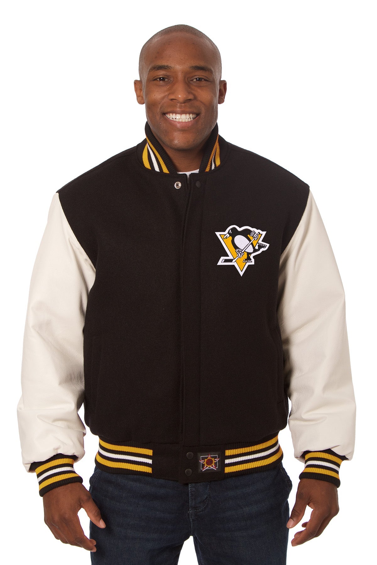Pittsburgh Penguins Embroidered Wool and Leather Jacket