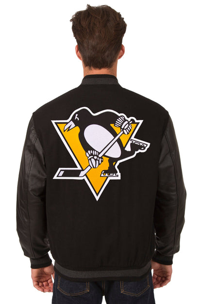 Pittsburgh Penguins Wool and Leather Reversible Jacket
