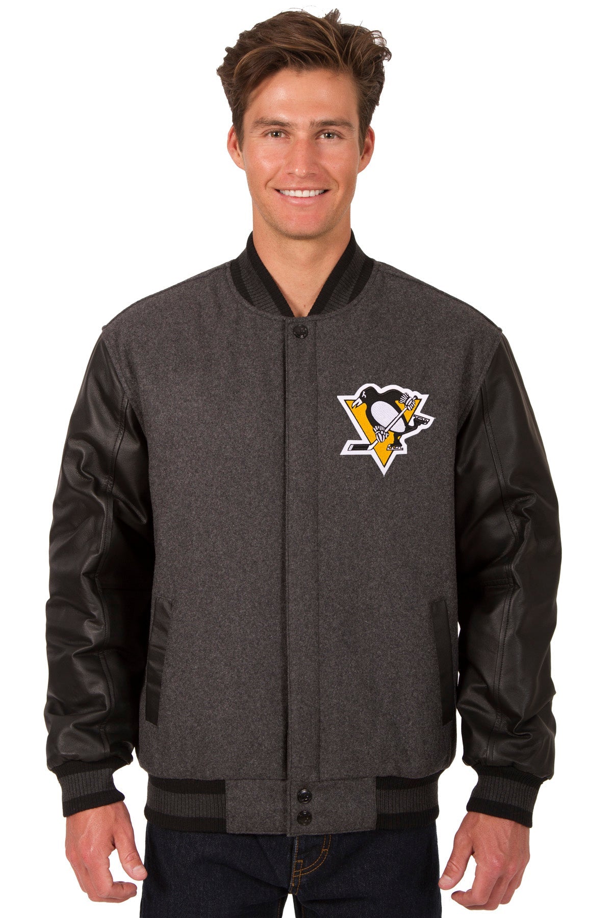 Pittsburgh Penguins Wool and Leather Reversible Jacket