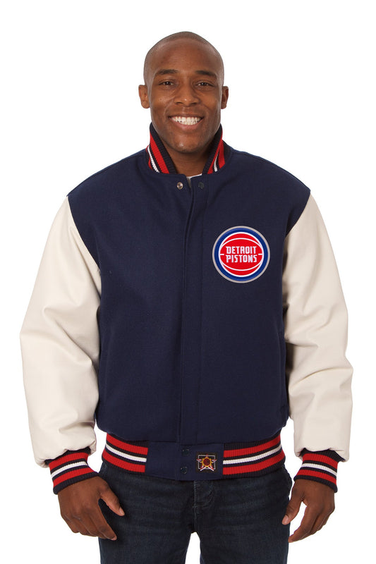 Detroit Pistons Embroidered Wool and Leather Jacket