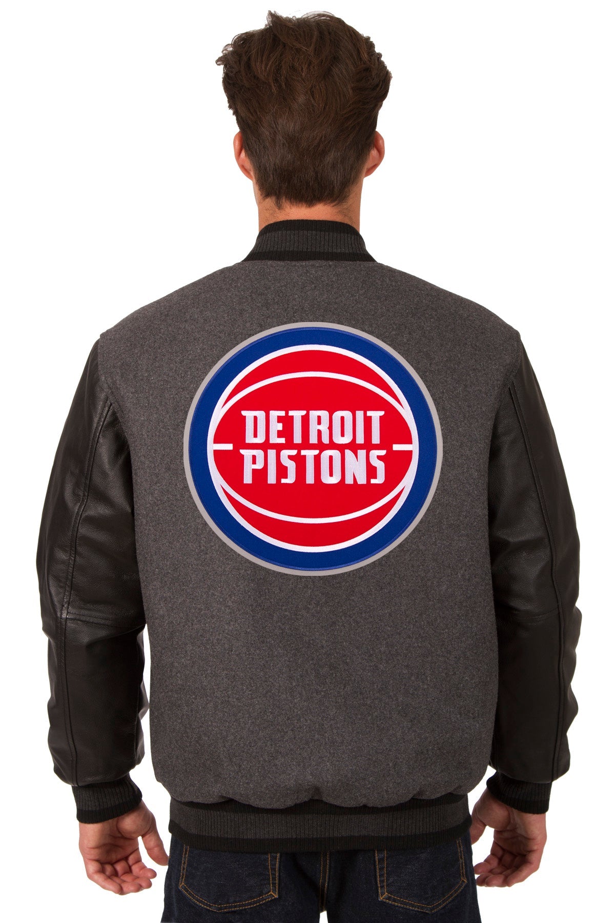Detroit Pistons Reversible Wool and Leather Jacket