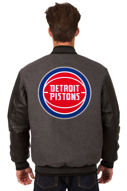 Detroit Pistons Reversible Wool and Leather Jacket