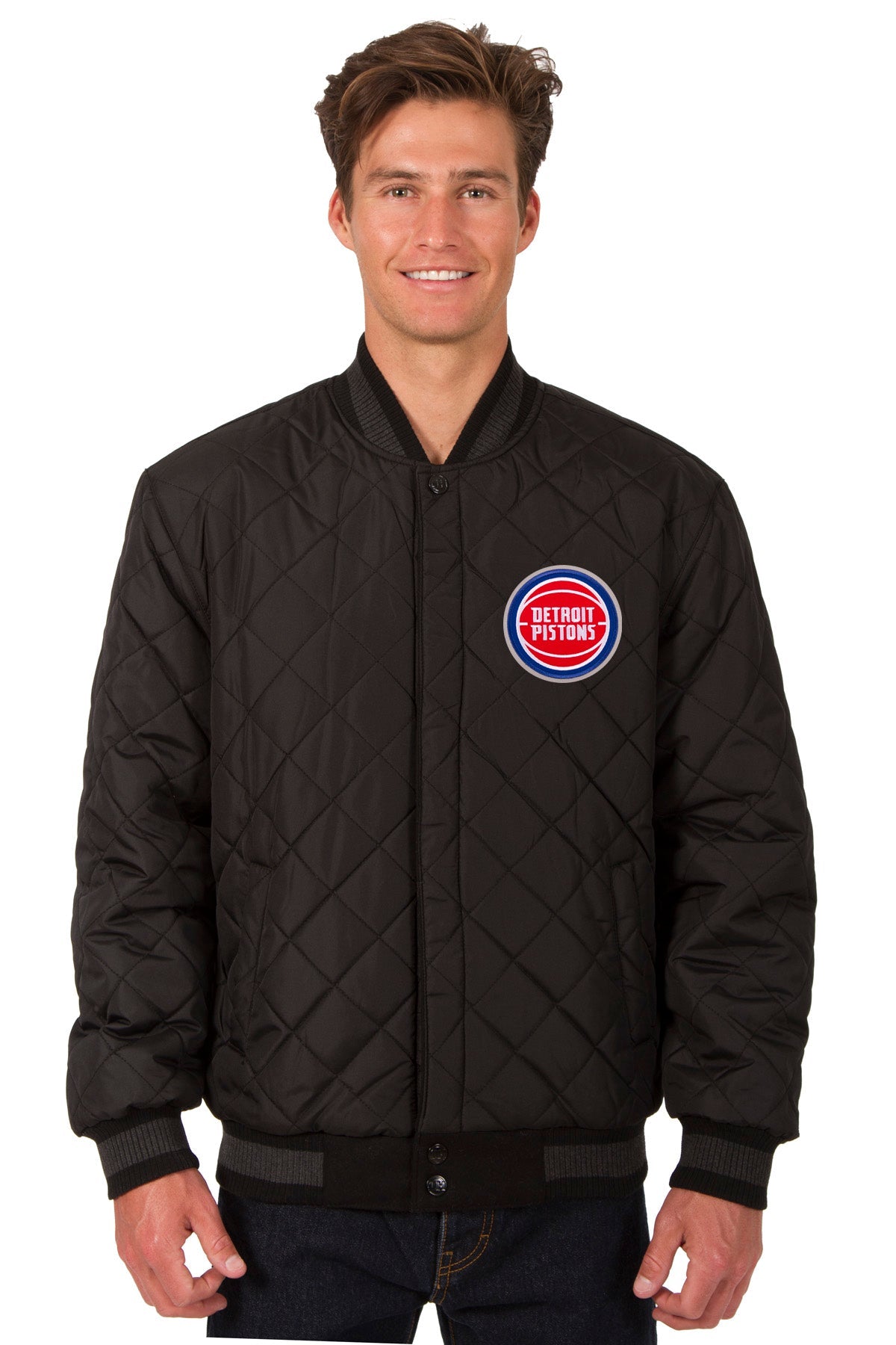Detroit Pistons Reversible Wool and Leather Jacket