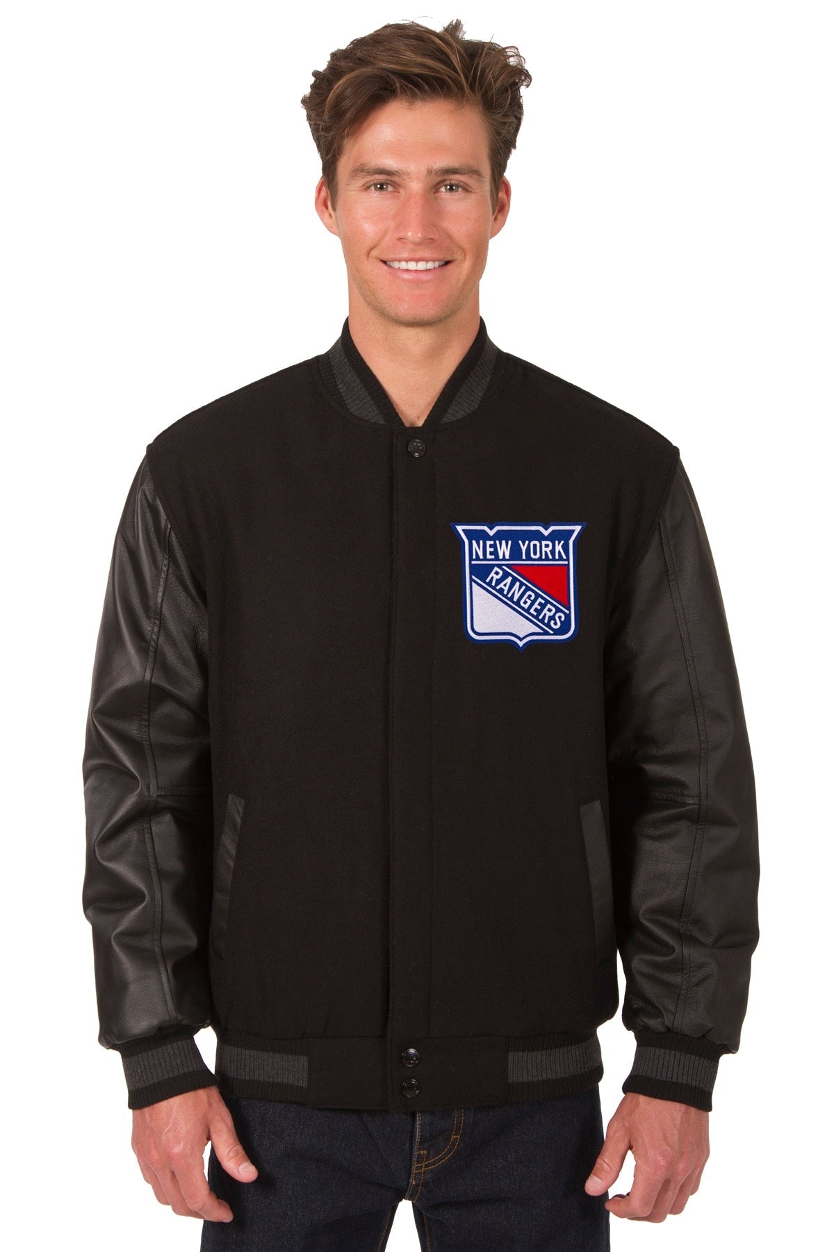 New York Rangers Wool and Leather Reversible Jacket