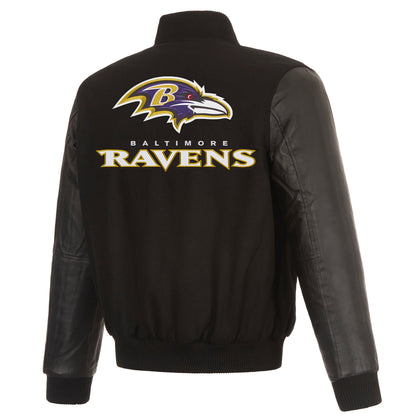 Baltimore Ravens Reversible Wool and Leather Jacket