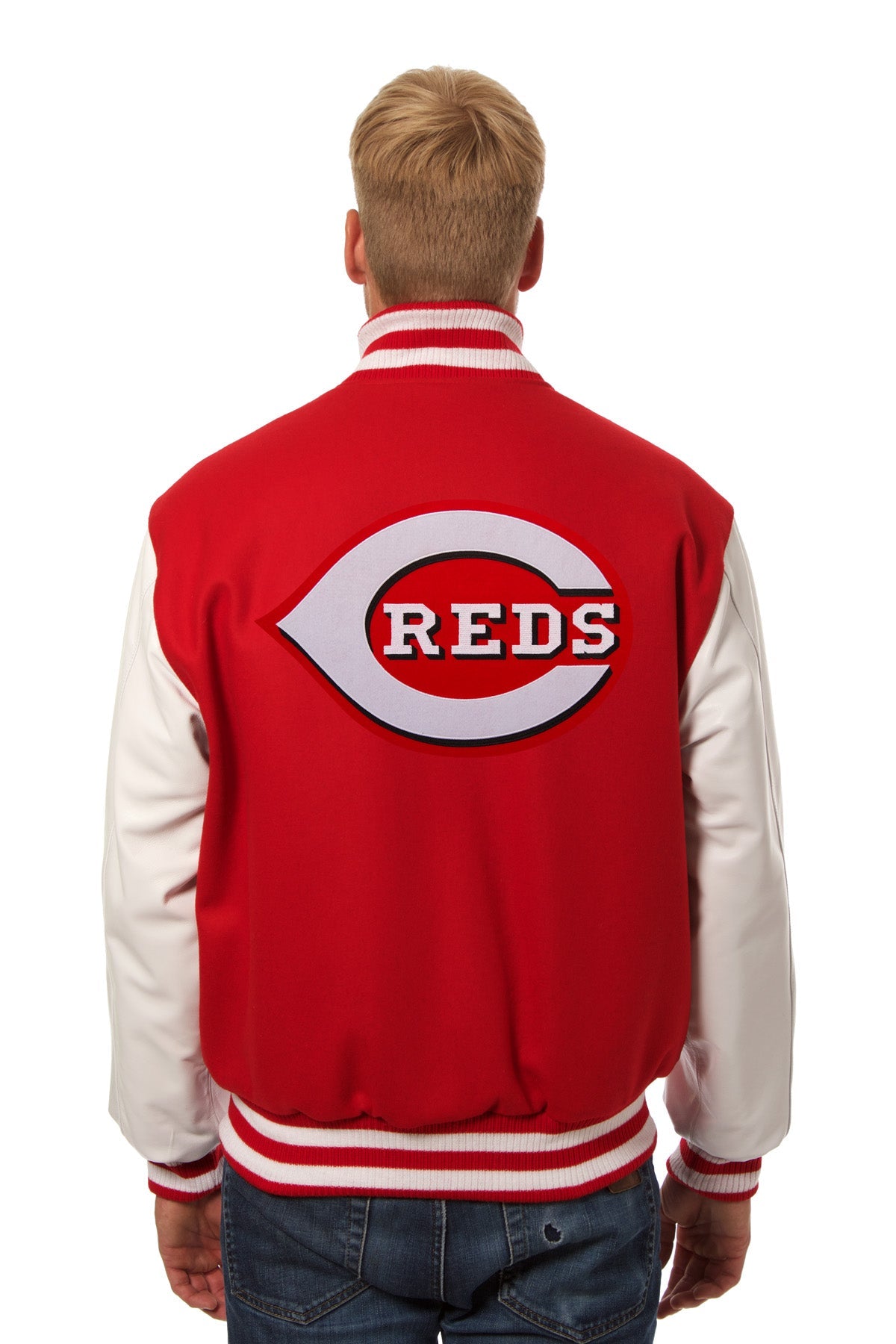 Cincinnati Reds Embroidered Wool and Leather Jacket
