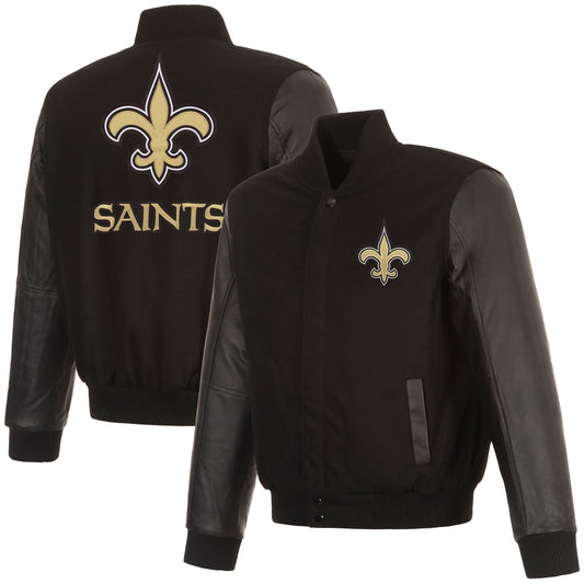 New Orleans Saints Reversible Wool and Leather Jacket