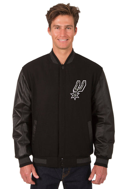 San Antonio Spurs Reversible Wool and Leather Jacket