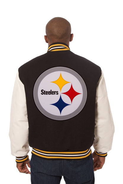 Pittsburgh Steelers Embroidered Wool and Leather Jacket
