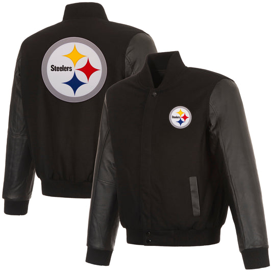 Pittsburgh Steelers Reversible Wool and Leather Jacket