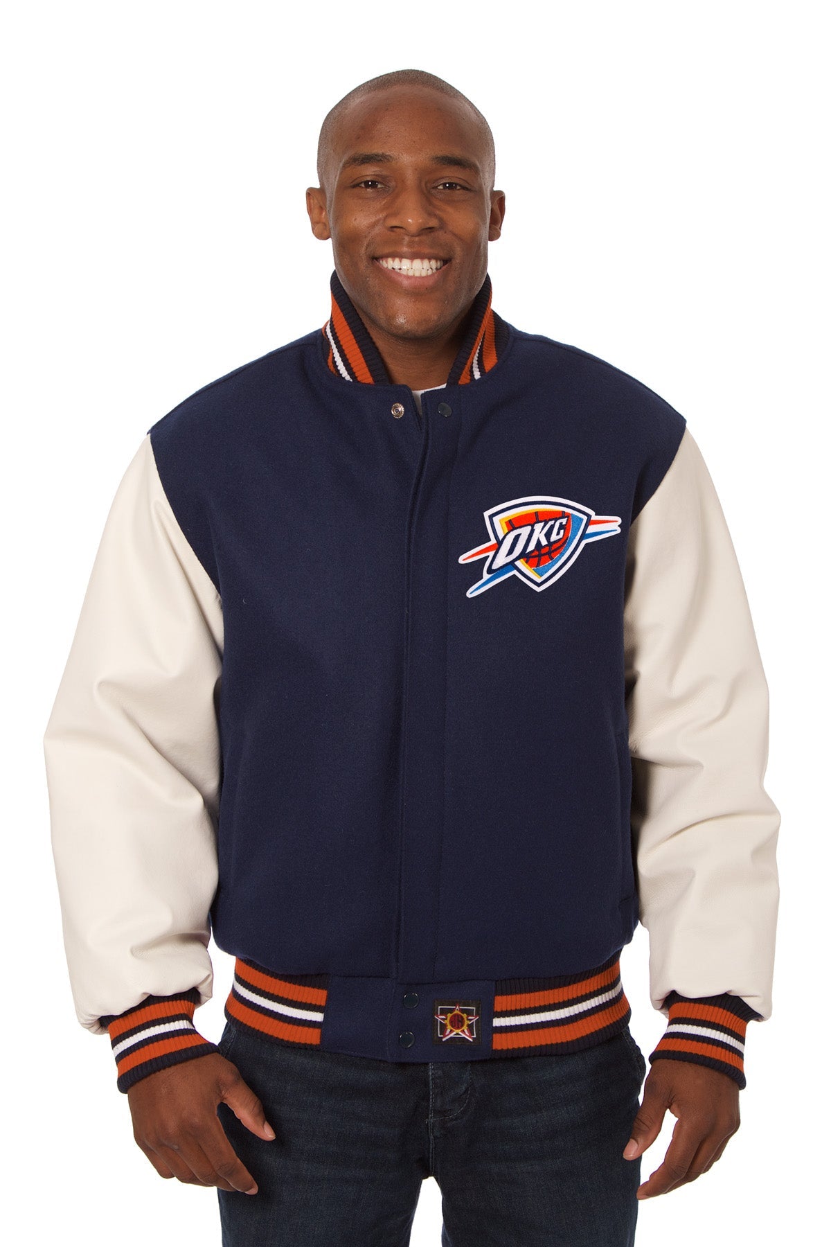 Oklahoma City Thunder Embroidered Wool and Leather Jacket