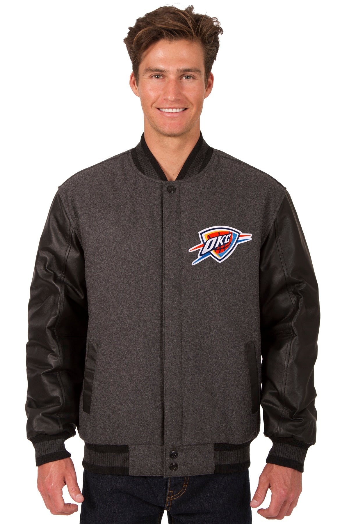 Oklahoma City Thunder Reversible Wool and Leather Jacket