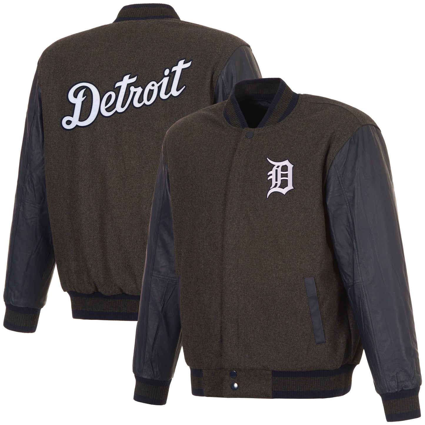 Detroit Tigers Reversible Wool and Leather Jacket