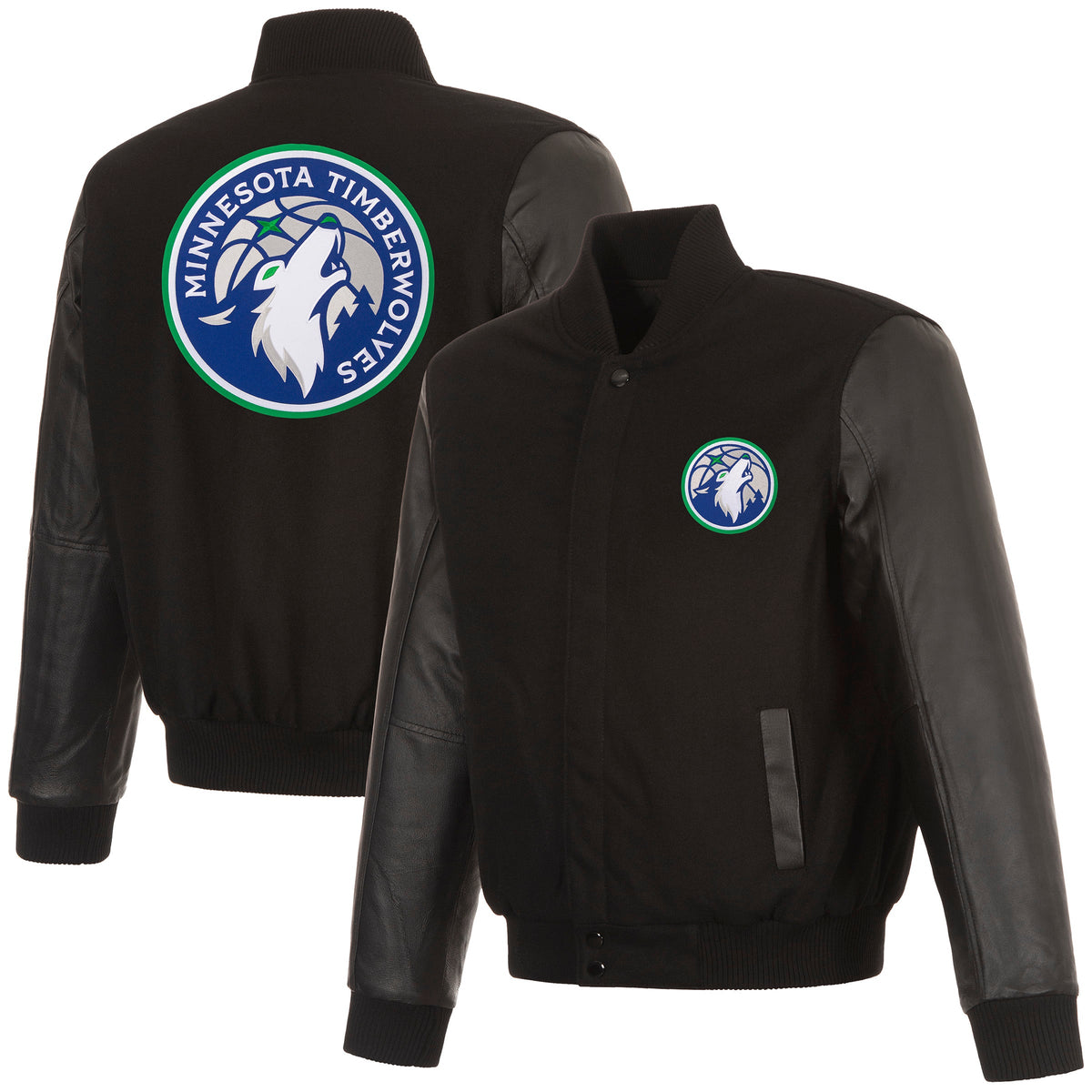 Minnesota Timberwolves Reversible Wool and Leather Jacket