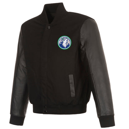 Minnesota Timberwolves Reversible Wool and Leather Jacket