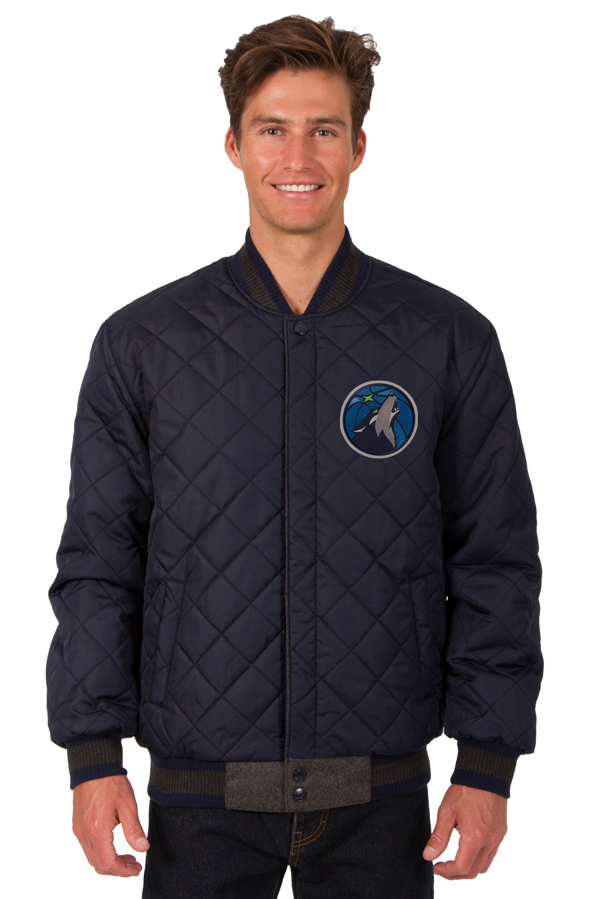 Minnesota Timberwolves Reversible Wool and Leather Jacket