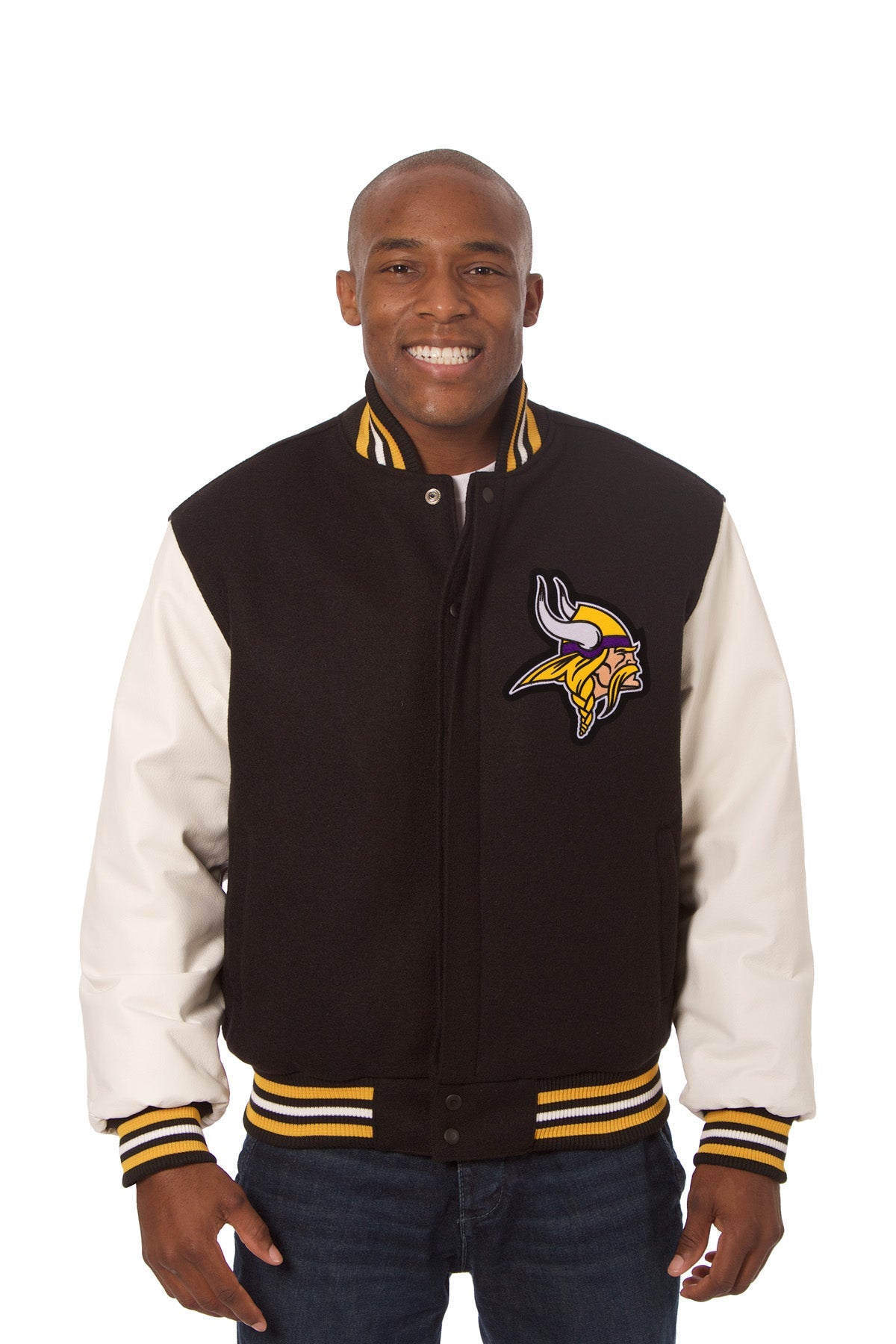 Minnesota Vikings Embroidered Wool and Leather Jacket