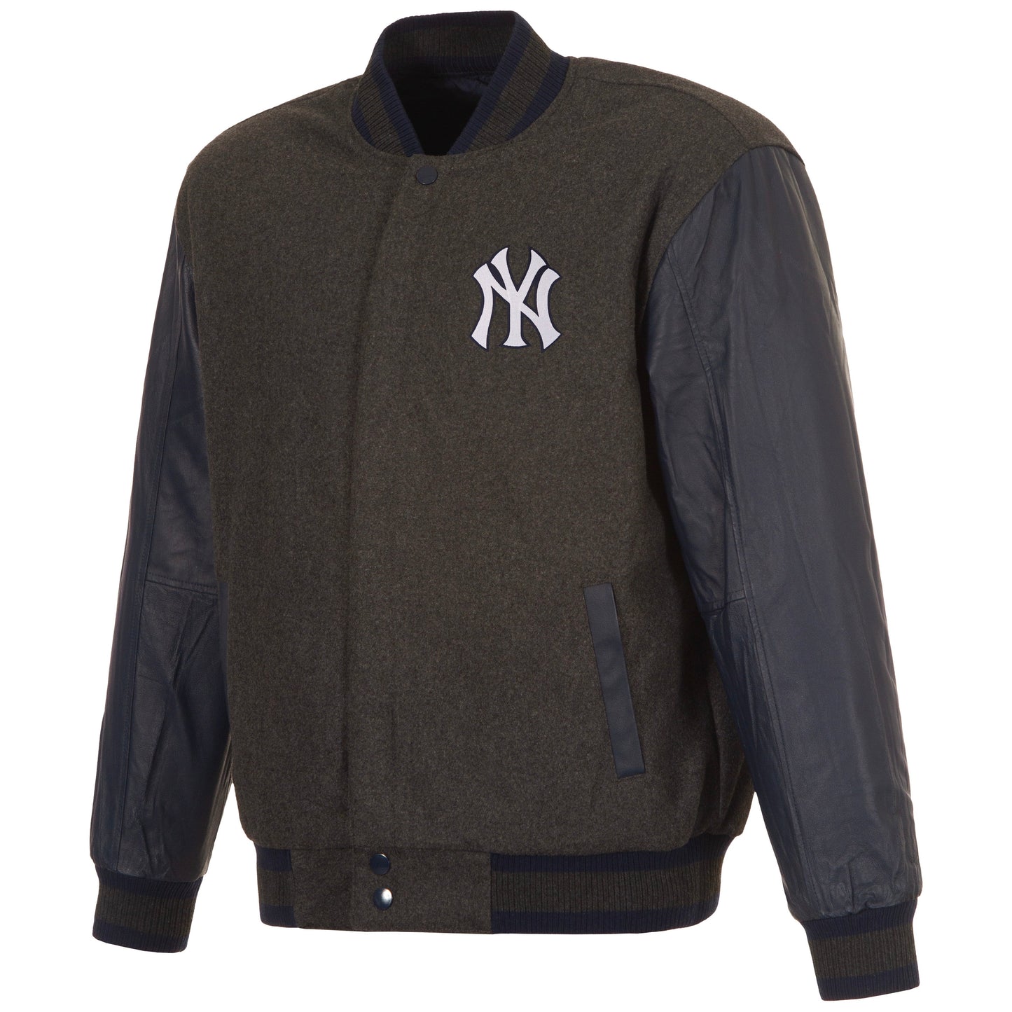 New York Yankees Reversible Wool and Leather Jacket