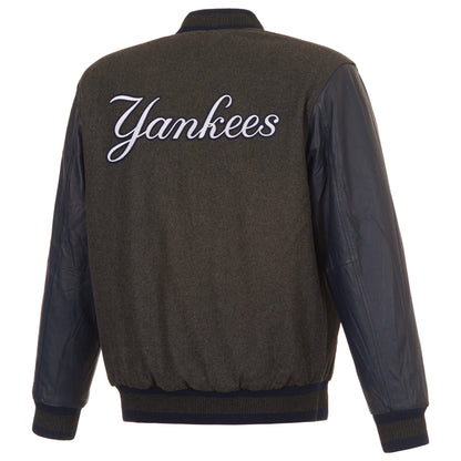 New York Yankees Reversible Wool and Leather Jacket